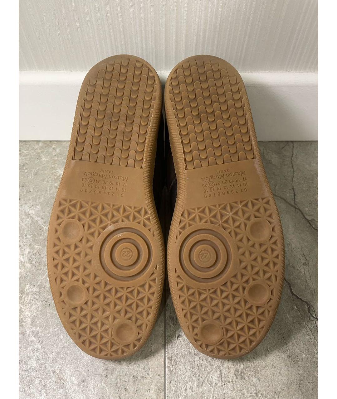 MAISON MARGIELA Черные кожаные низкие кроссовки / кеды, фото 5