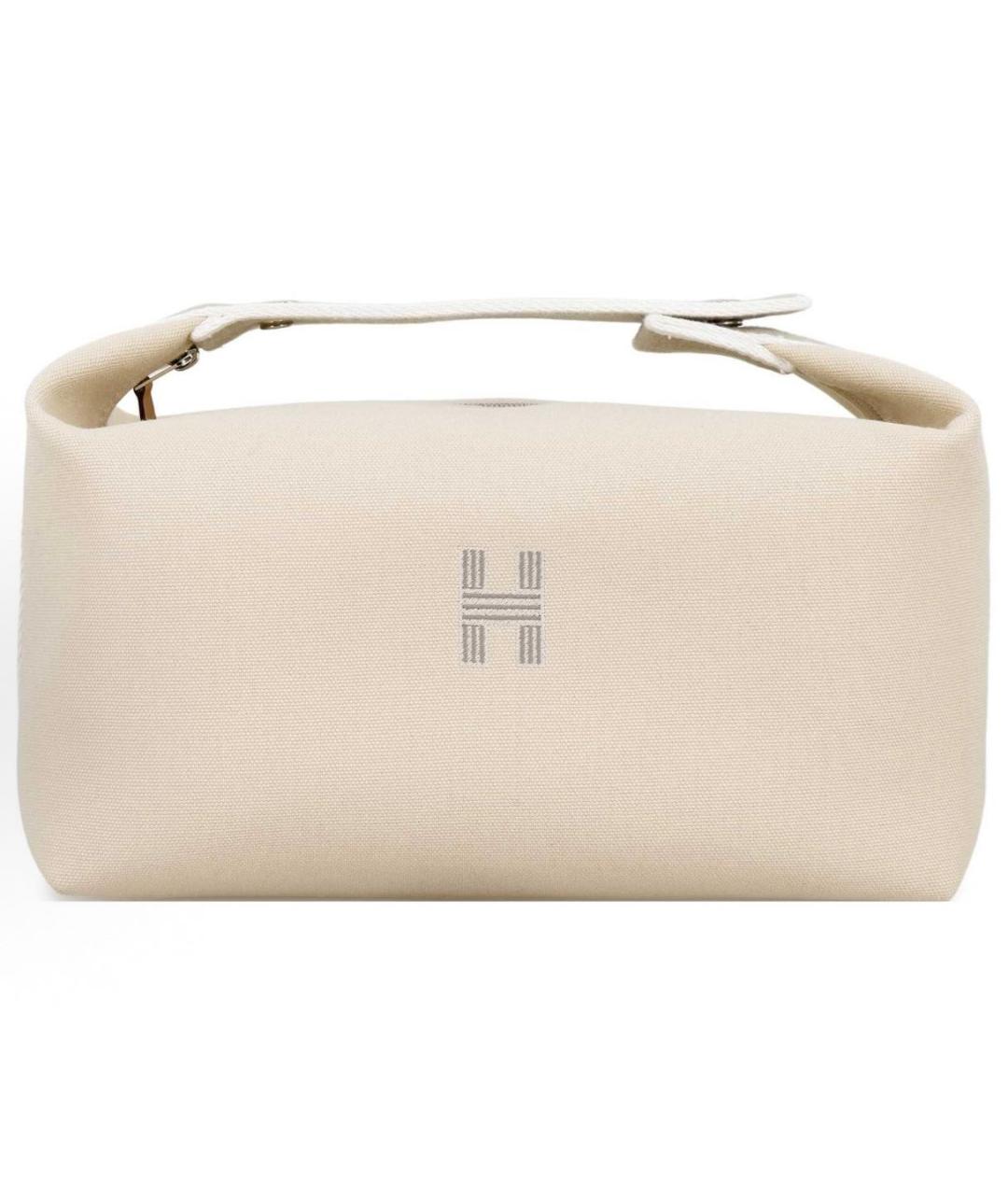 HERMES Бежевая хлопковая косметичка, фото 3