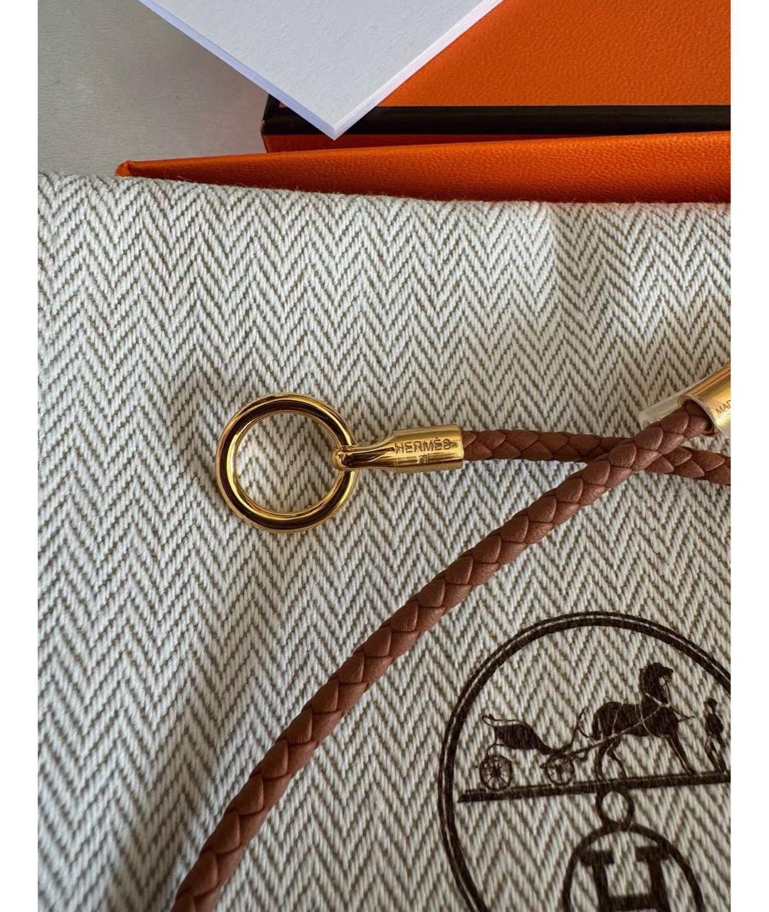 HERMES Коричневое кожаное колье, фото 3