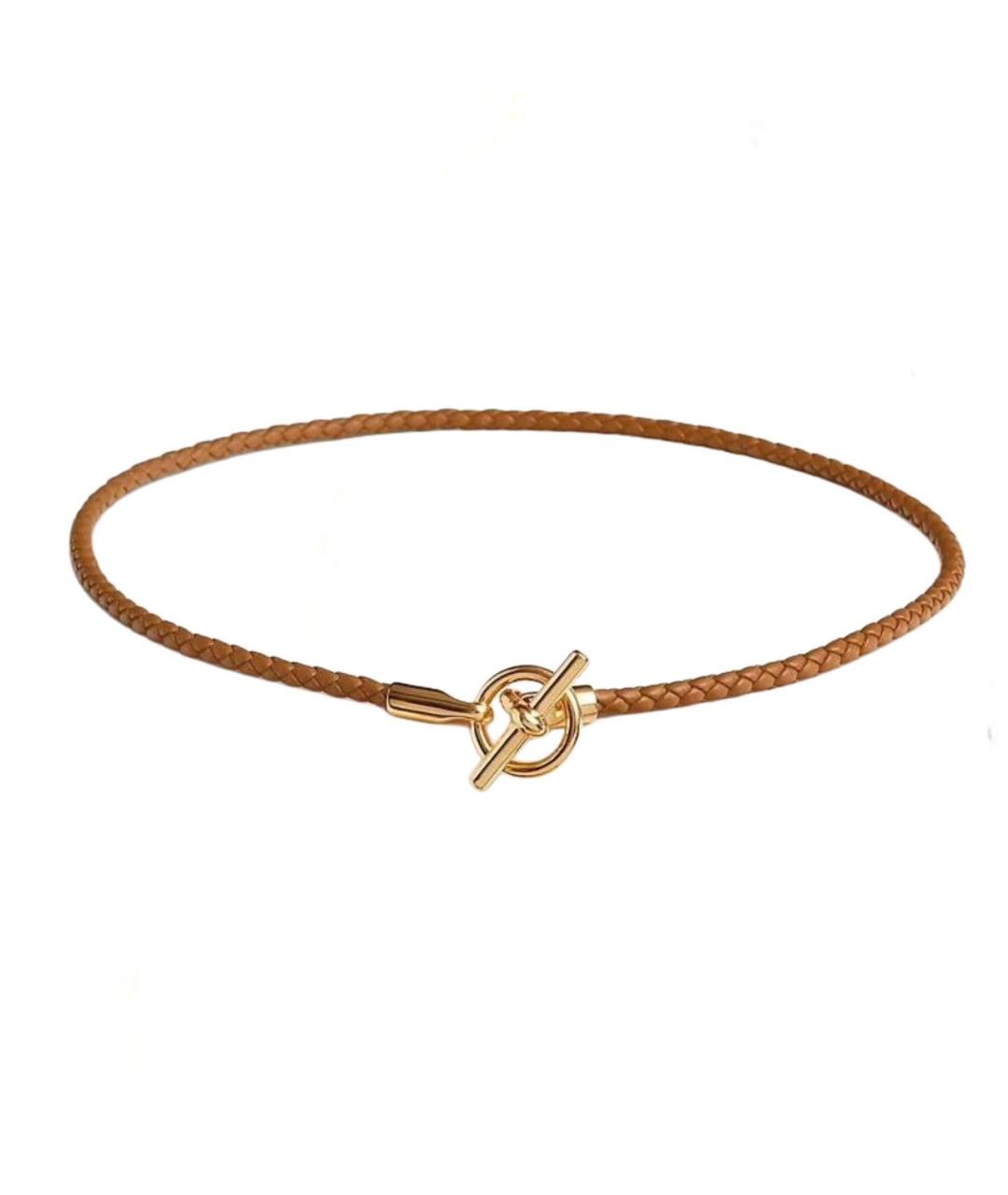 HERMES Коричневое кожаное колье, фото 1