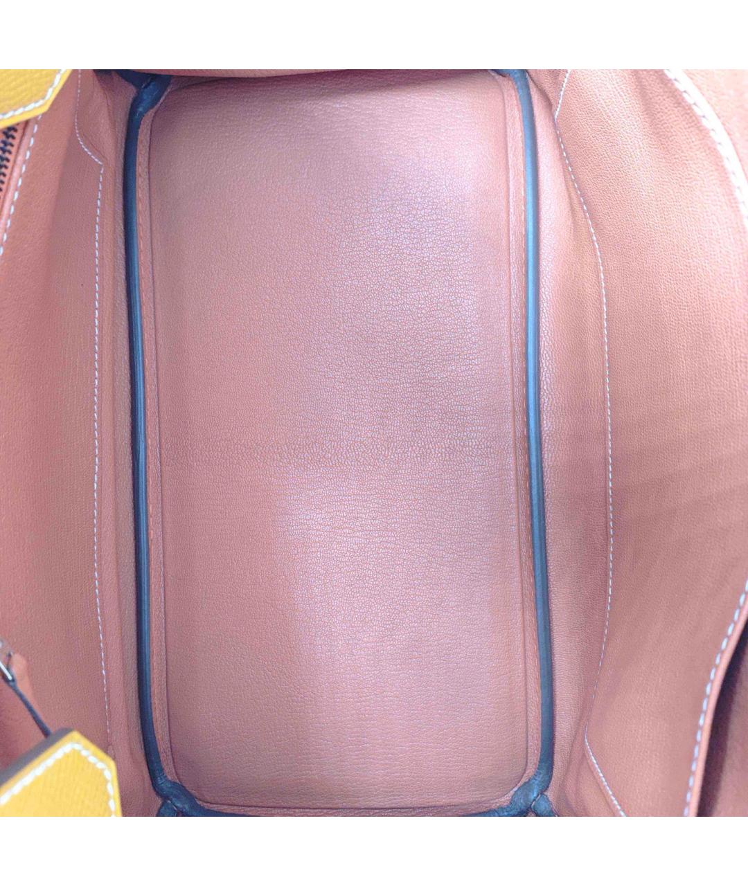 HERMES Желтая кожаная сумка с короткими ручками, фото 6