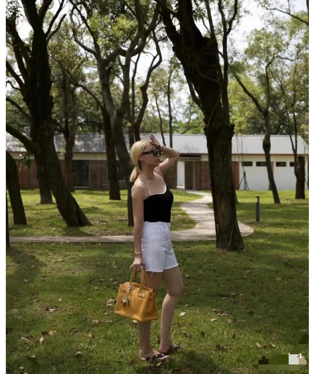 HERMES Желтая кожаная сумка с короткими ручками, фото 8