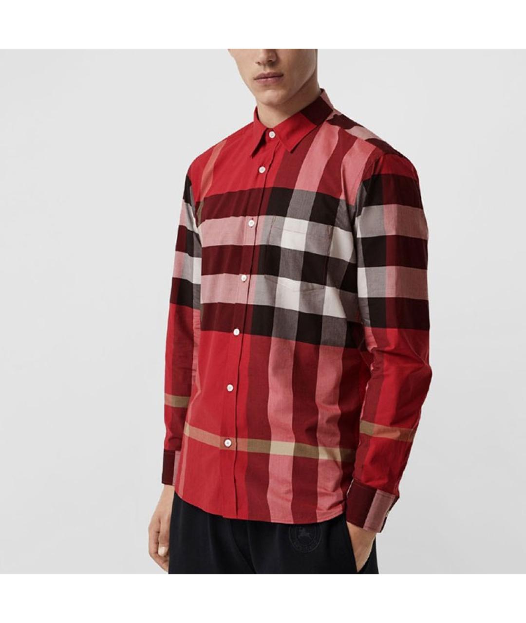 BURBERRY Красная хлопковая кэжуал рубашка, фото 2