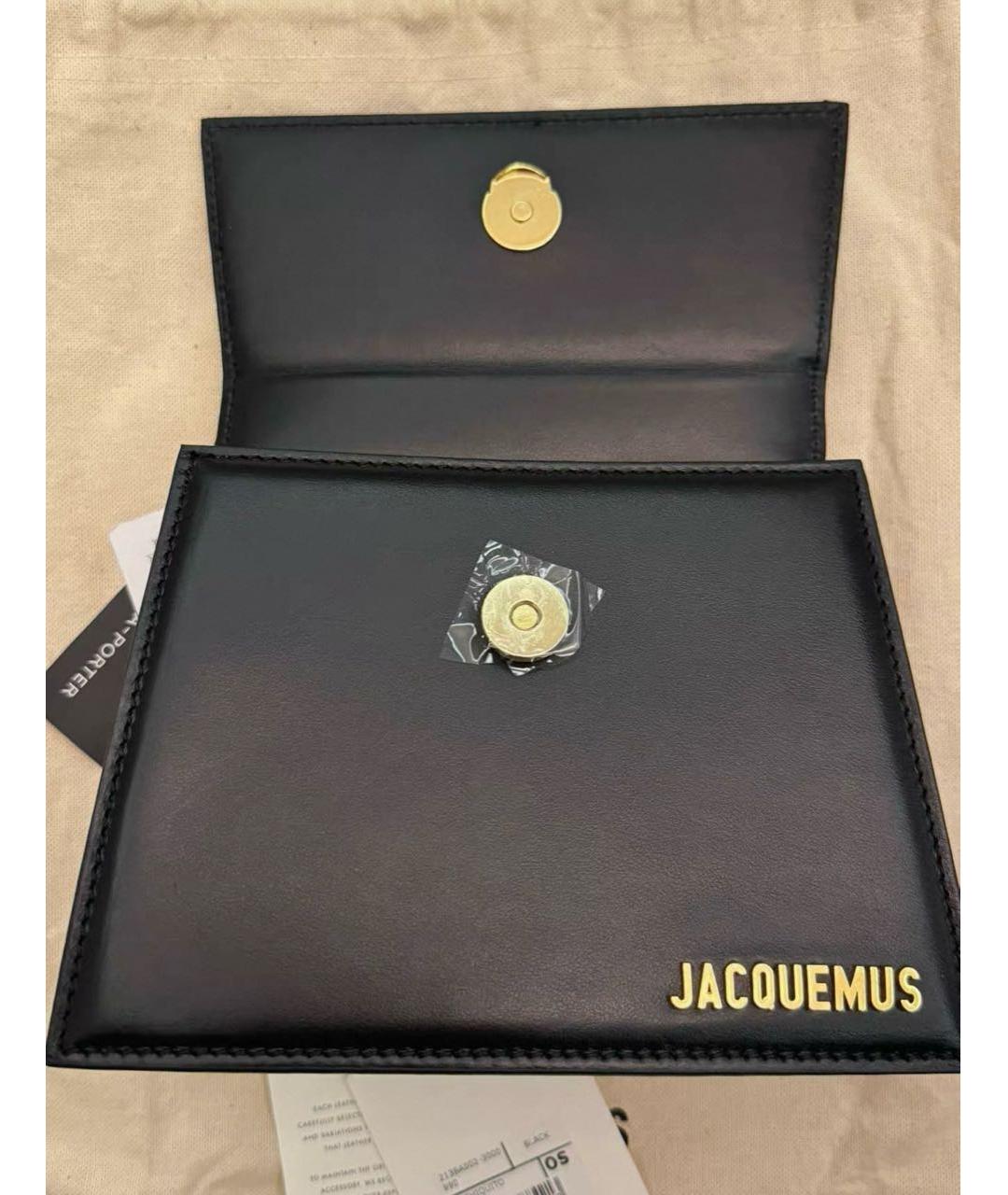 JACQUEMUS Черная кожаная сумка с короткими ручками, фото 4