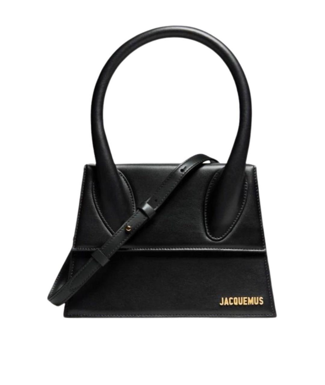 JACQUEMUS Черная кожаная сумка с короткими ручками, фото 8