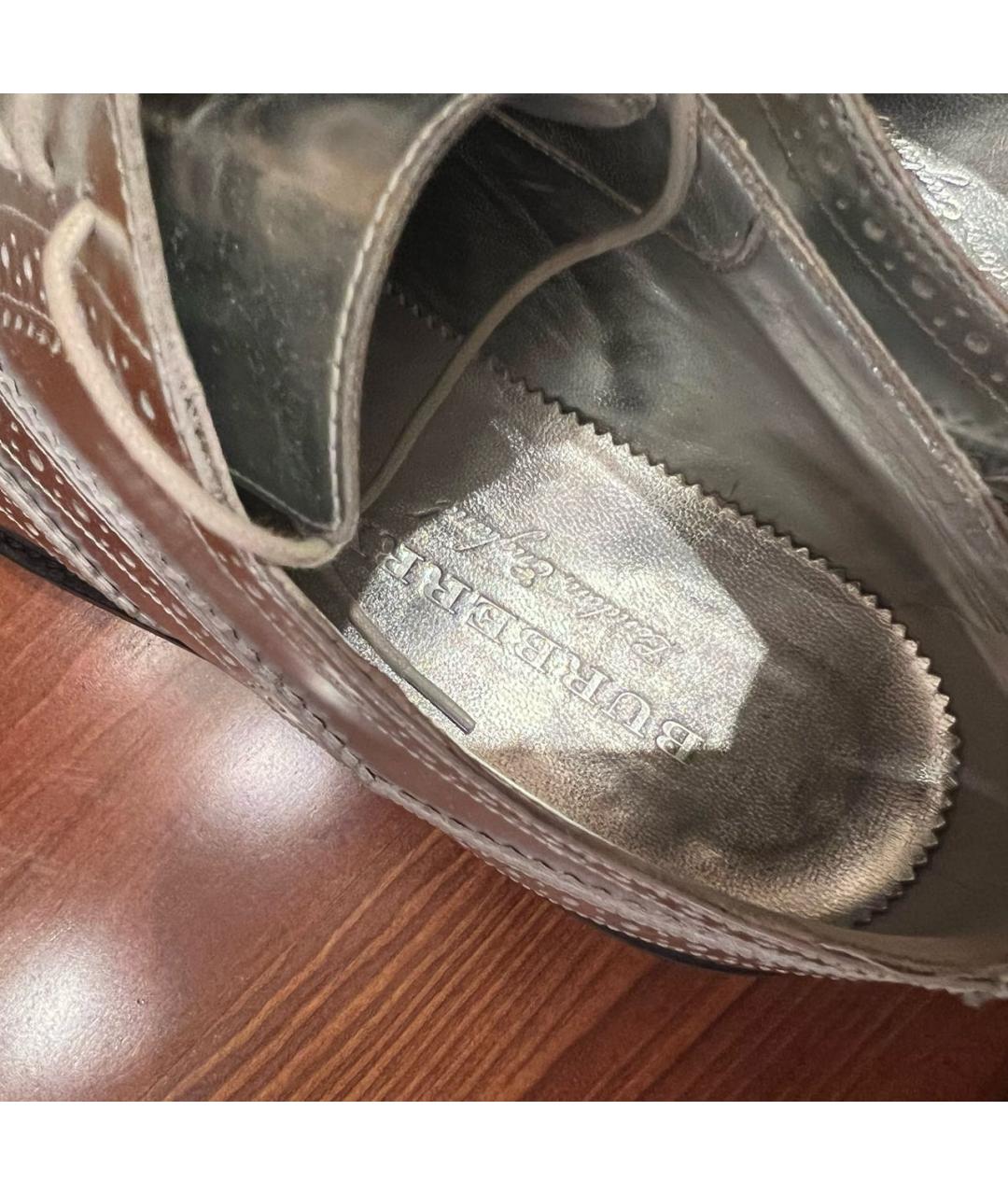 BURBERRY Серебряные кожаные брогги и оксфорды, фото 7