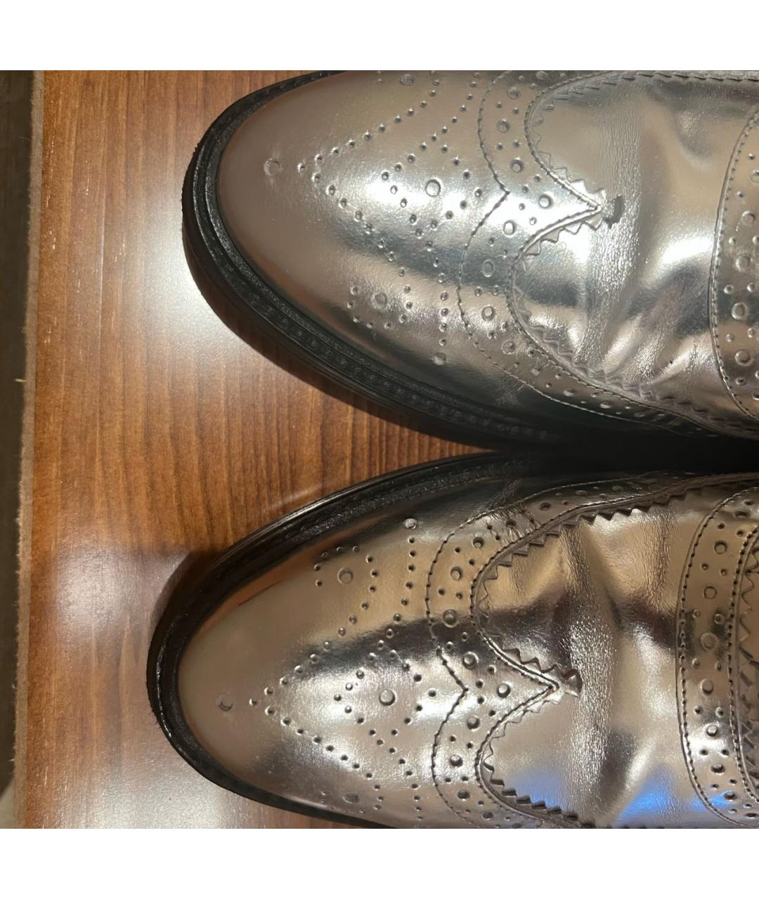 BURBERRY Серебряные кожаные брогги и оксфорды, фото 8