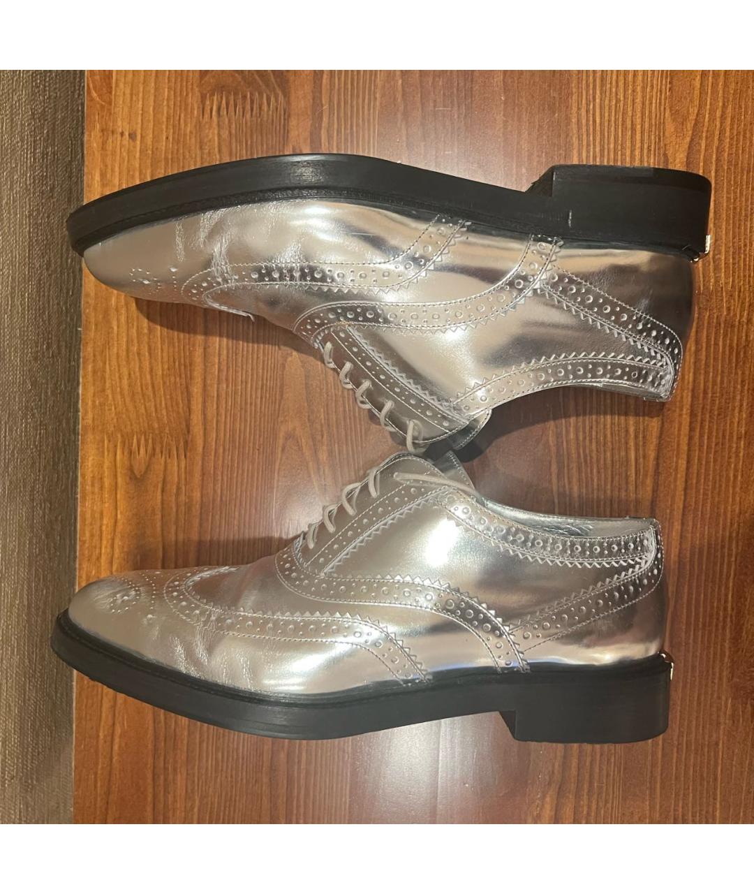 BURBERRY Серебряные кожаные брогги и оксфорды, фото 9