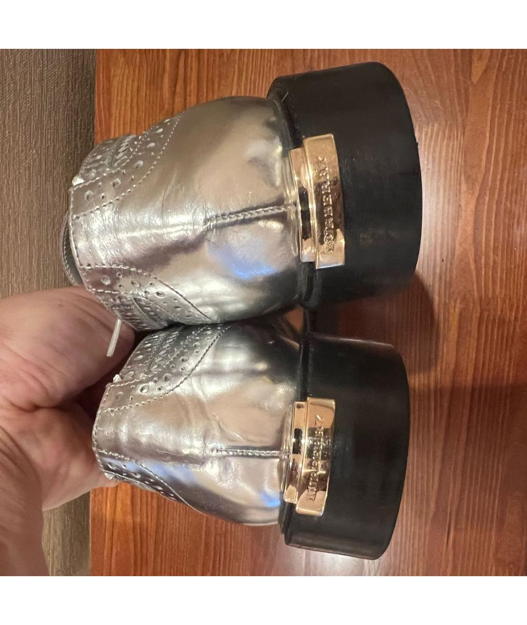 BURBERRY Серебряные кожаные брогги и оксфорды, фото 6