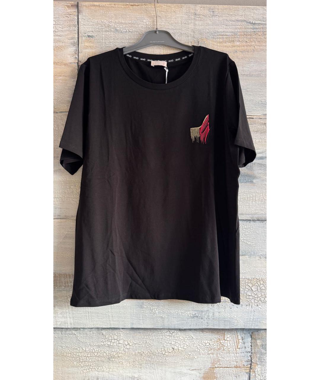 LIU JO Черная хлопковая футболка, фото 7