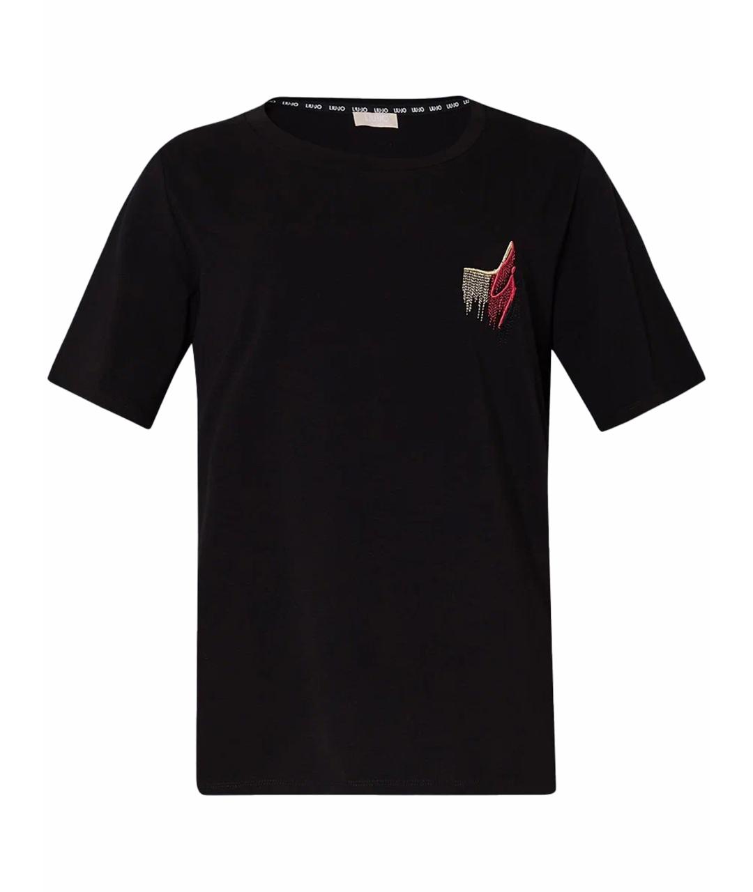 LIU JO Черная хлопковая футболка, фото 1