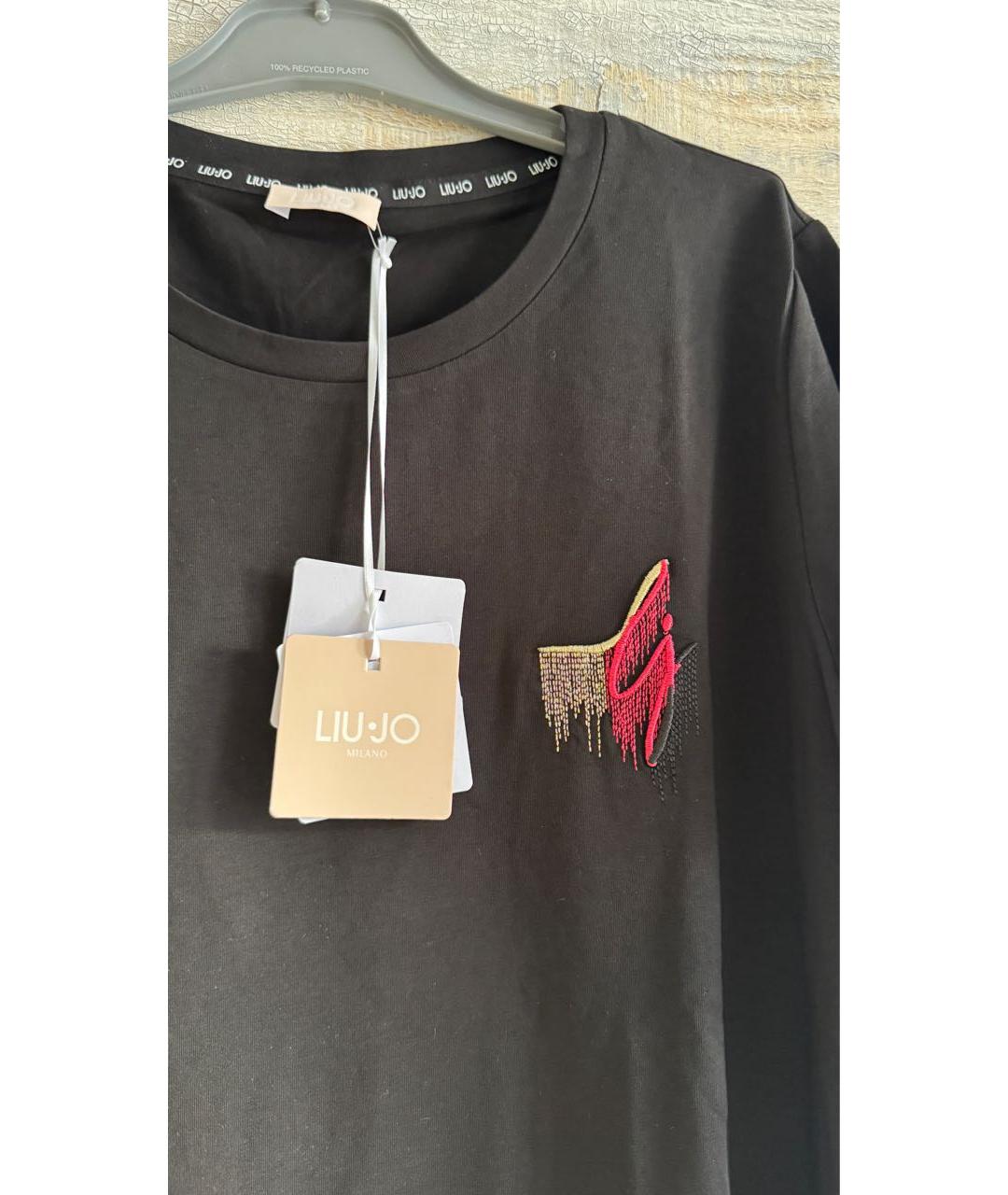 LIU JO Черная хлопковая футболка, фото 3