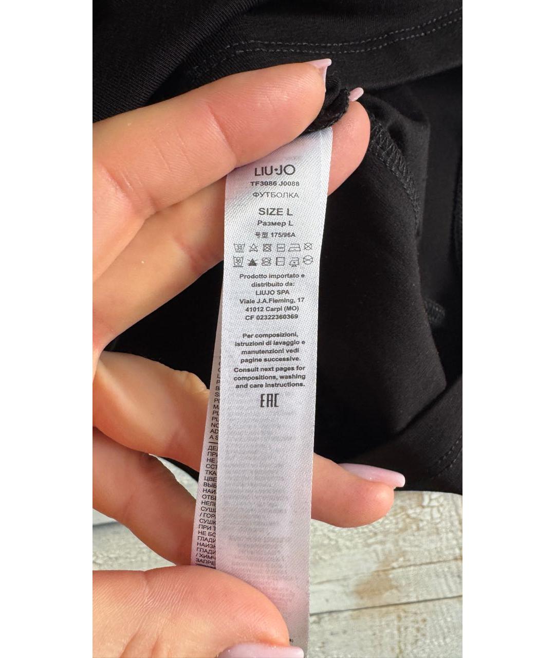 LIU JO Черная хлопковая футболка, фото 5