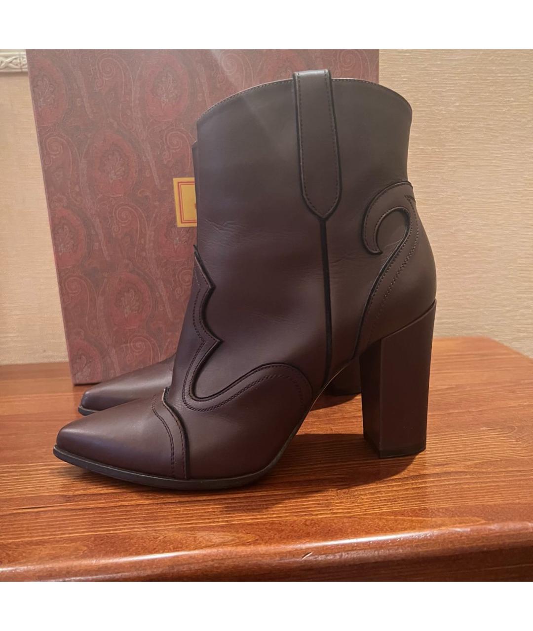 ETRO Коричневые кожаные ботильоны, фото 9