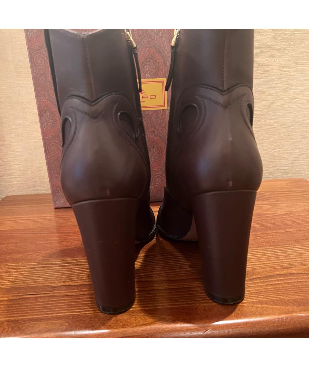ETRO Коричневые кожаные ботильоны, фото 6