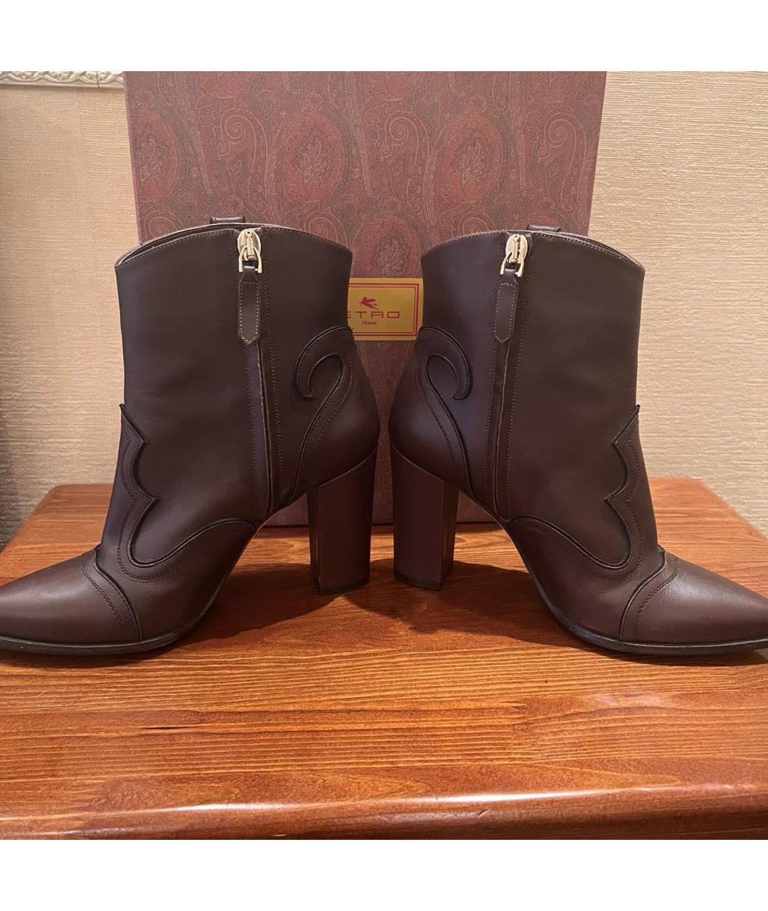ETRO Коричневые кожаные ботильоны, фото 4