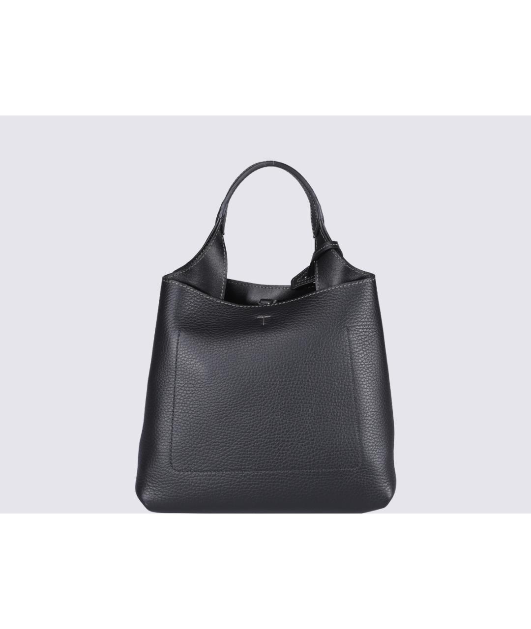 TOD'S Черная кожаная сумка с короткими ручками, фото 2