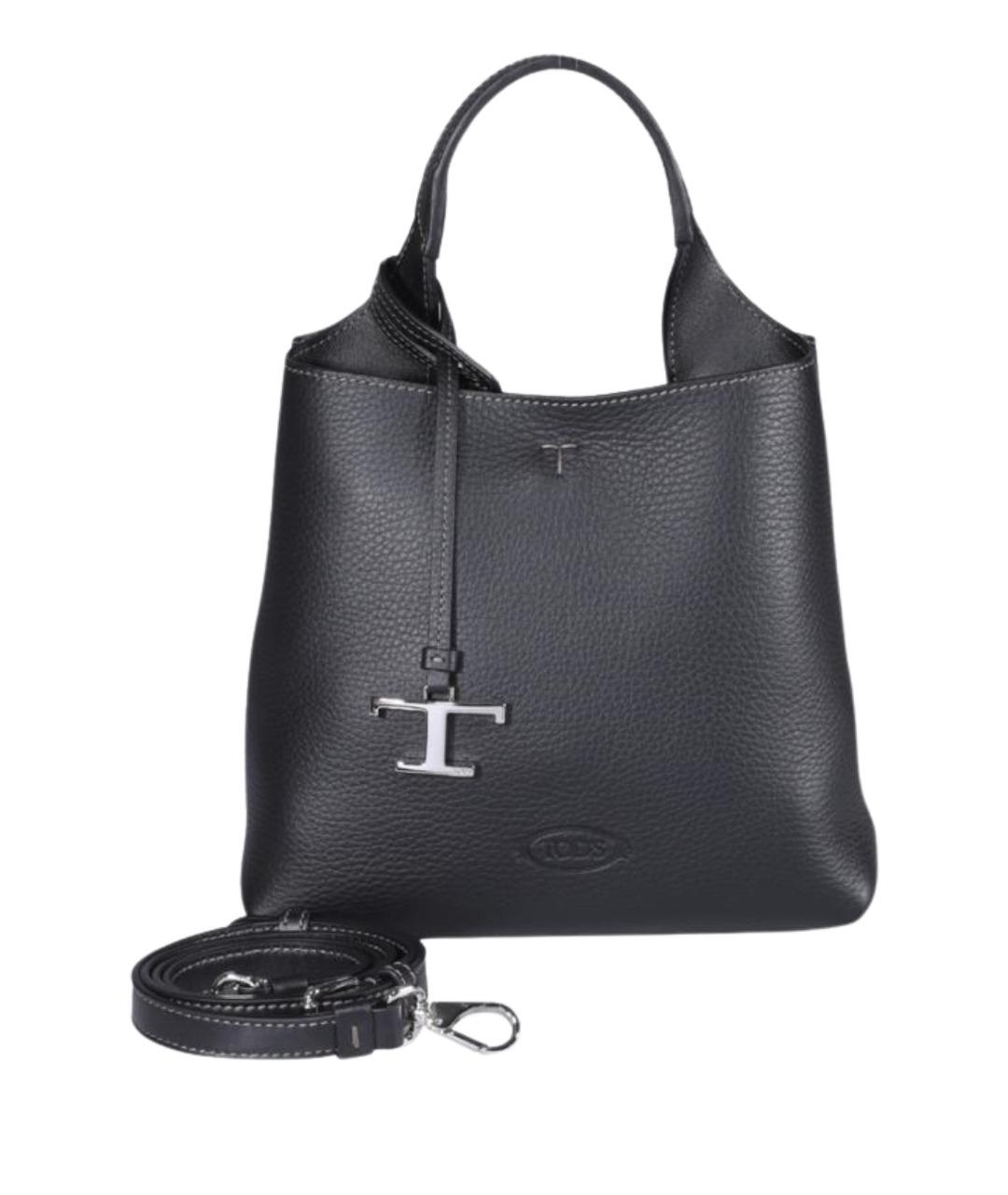TOD'S Черная кожаная сумка с короткими ручками, фото 1