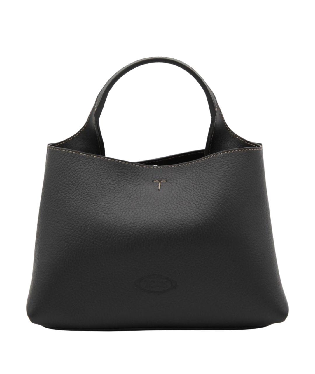 TOD'S Черная кожаная сумка тоут, фото 1