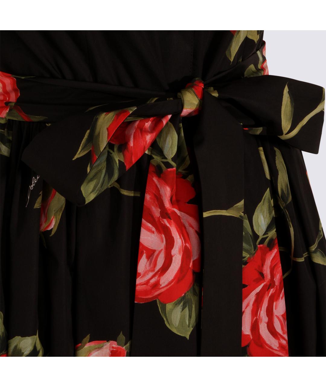 DOLCE&GABBANA Черное хлопковое повседневное платье, фото 4