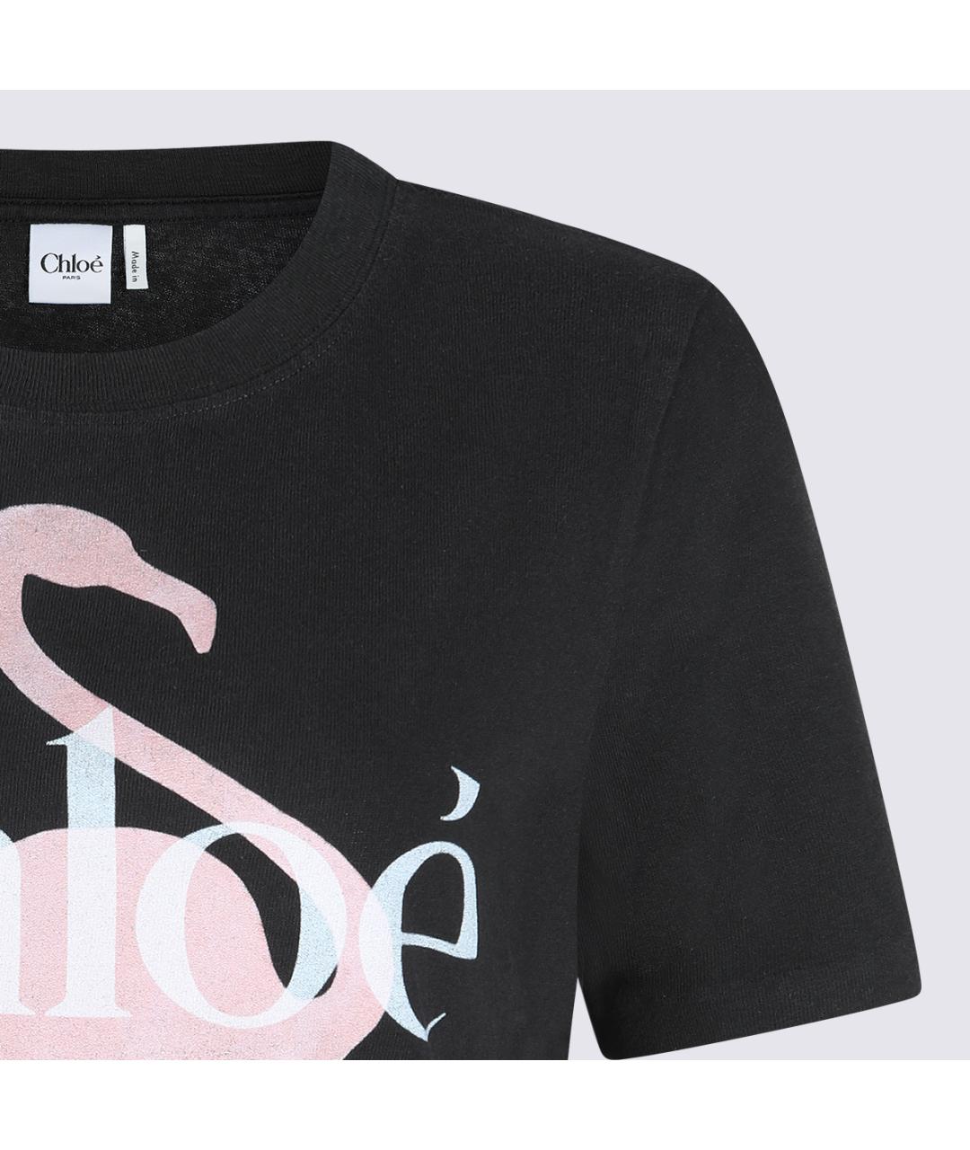 CHLOE Черная хлопковая футболка, фото 4