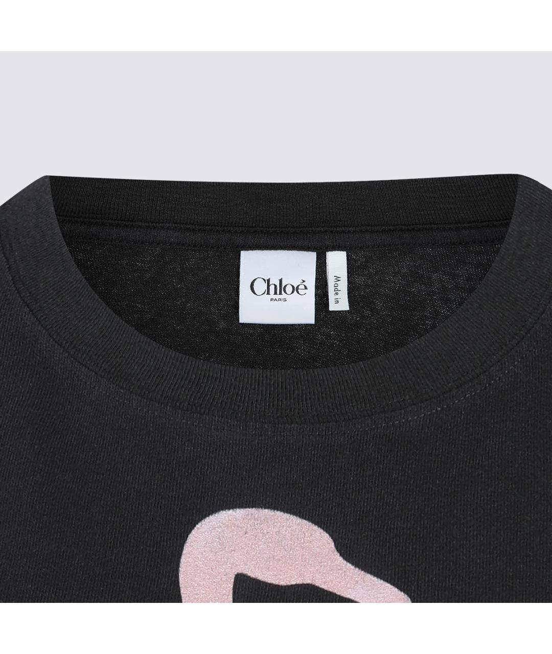 CHLOE Черная хлопковая футболка, фото 3