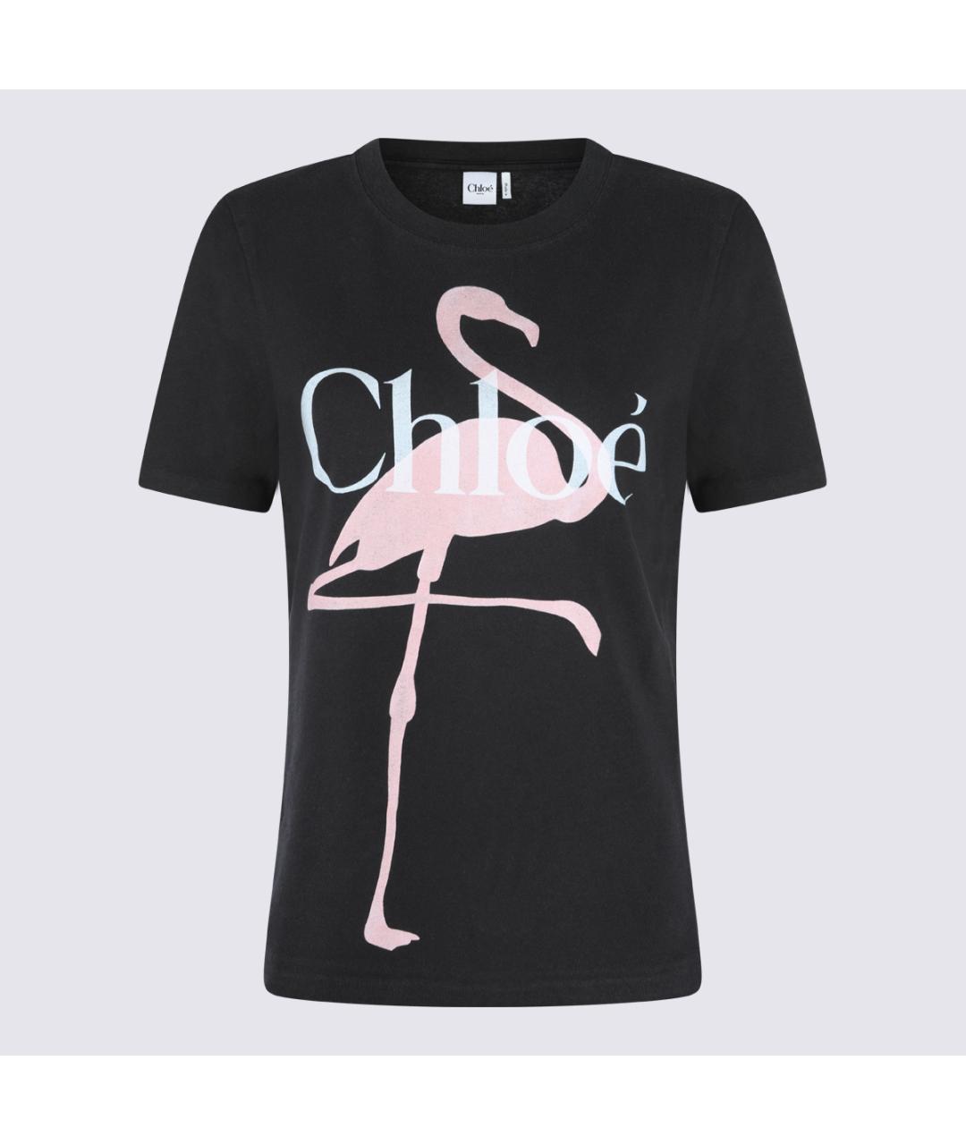 CHLOE Черная хлопковая футболка, фото 5