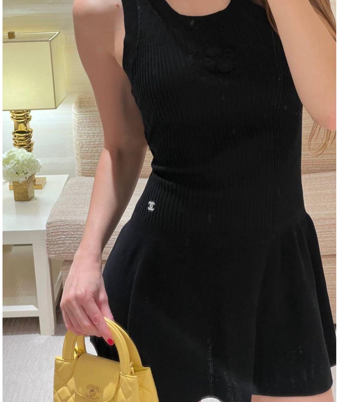 CHANEL Черное хлопковое повседневное платье, фото 3