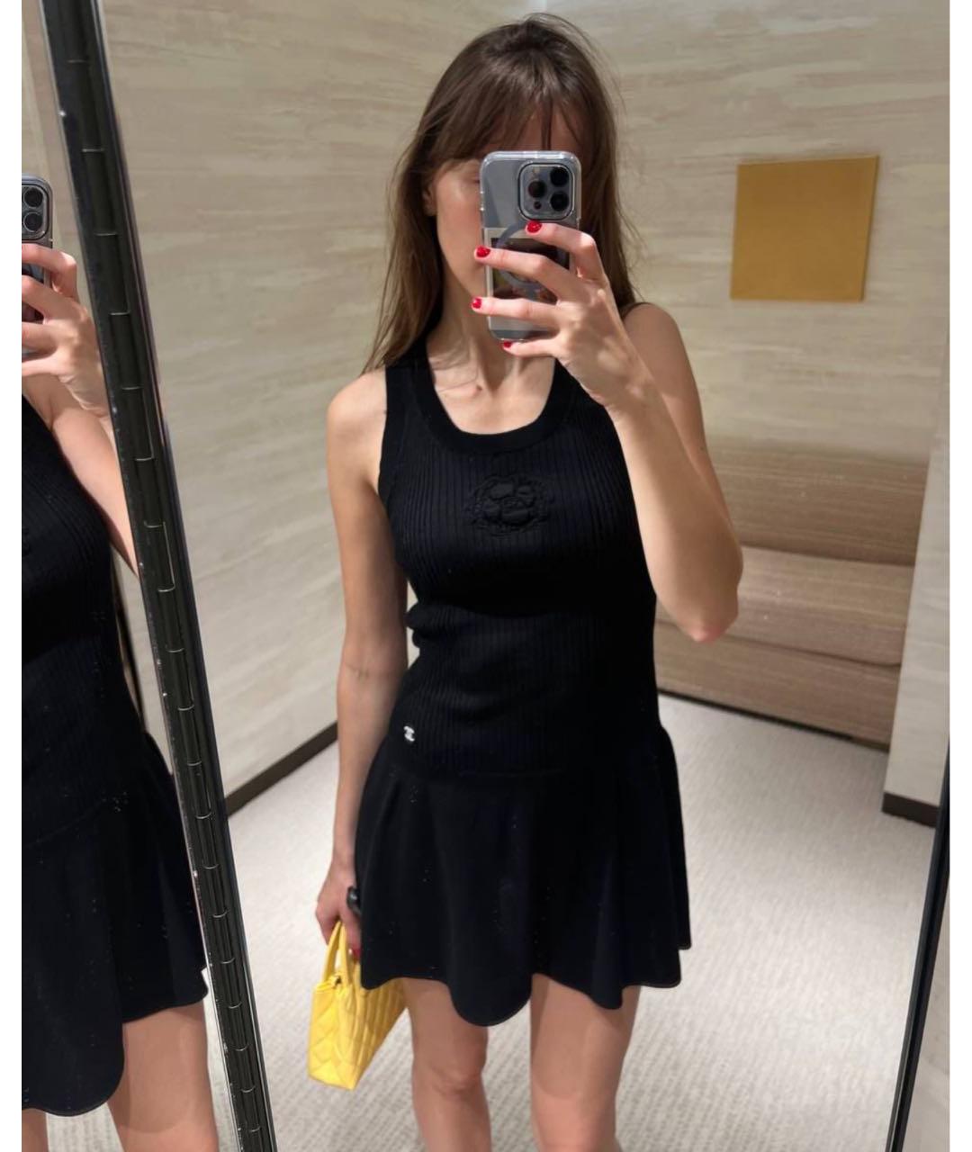 CHANEL Черное хлопковое повседневное платье, фото 5