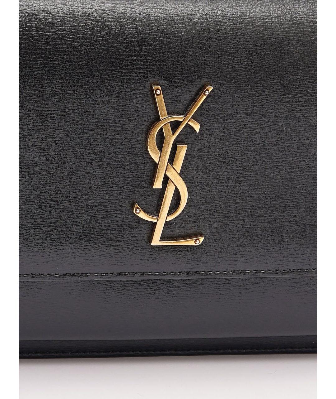 SAINT LAURENT Черная кожаная сумка с короткими ручками, фото 8