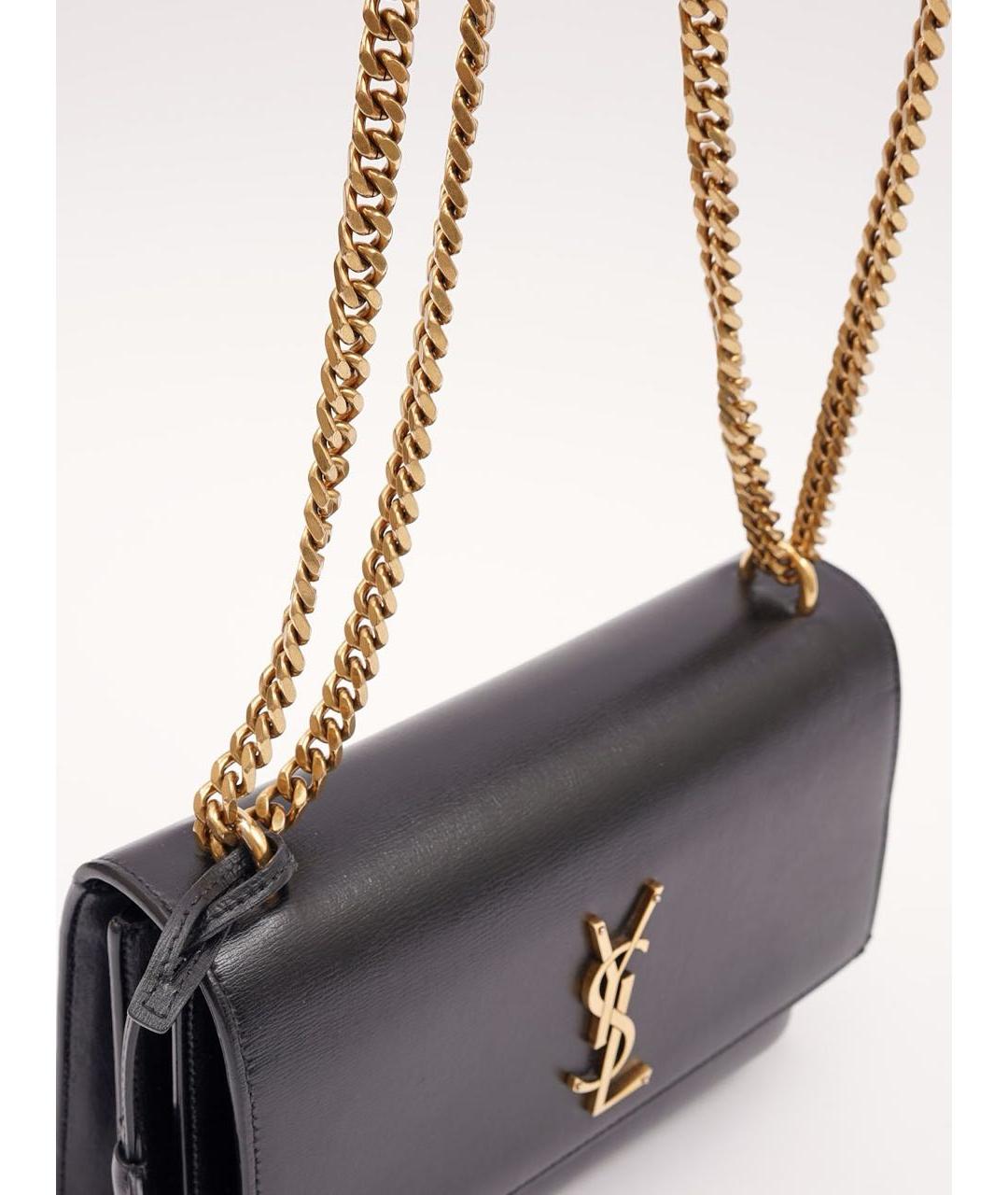 SAINT LAURENT Черная кожаная сумка с короткими ручками, фото 2