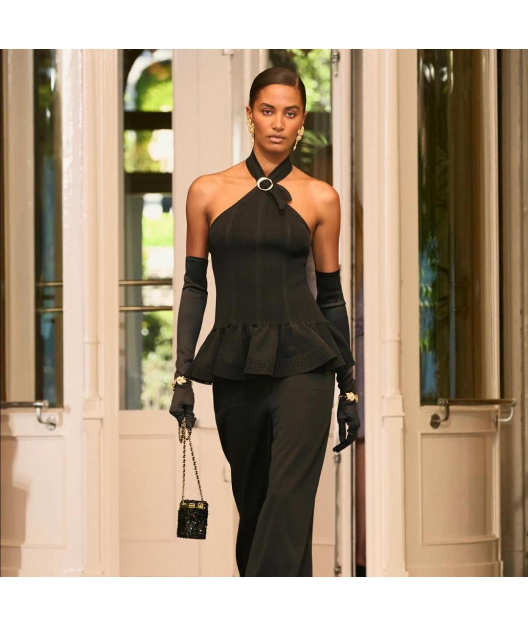 CHANEL Черная шелковая майка, фото 2