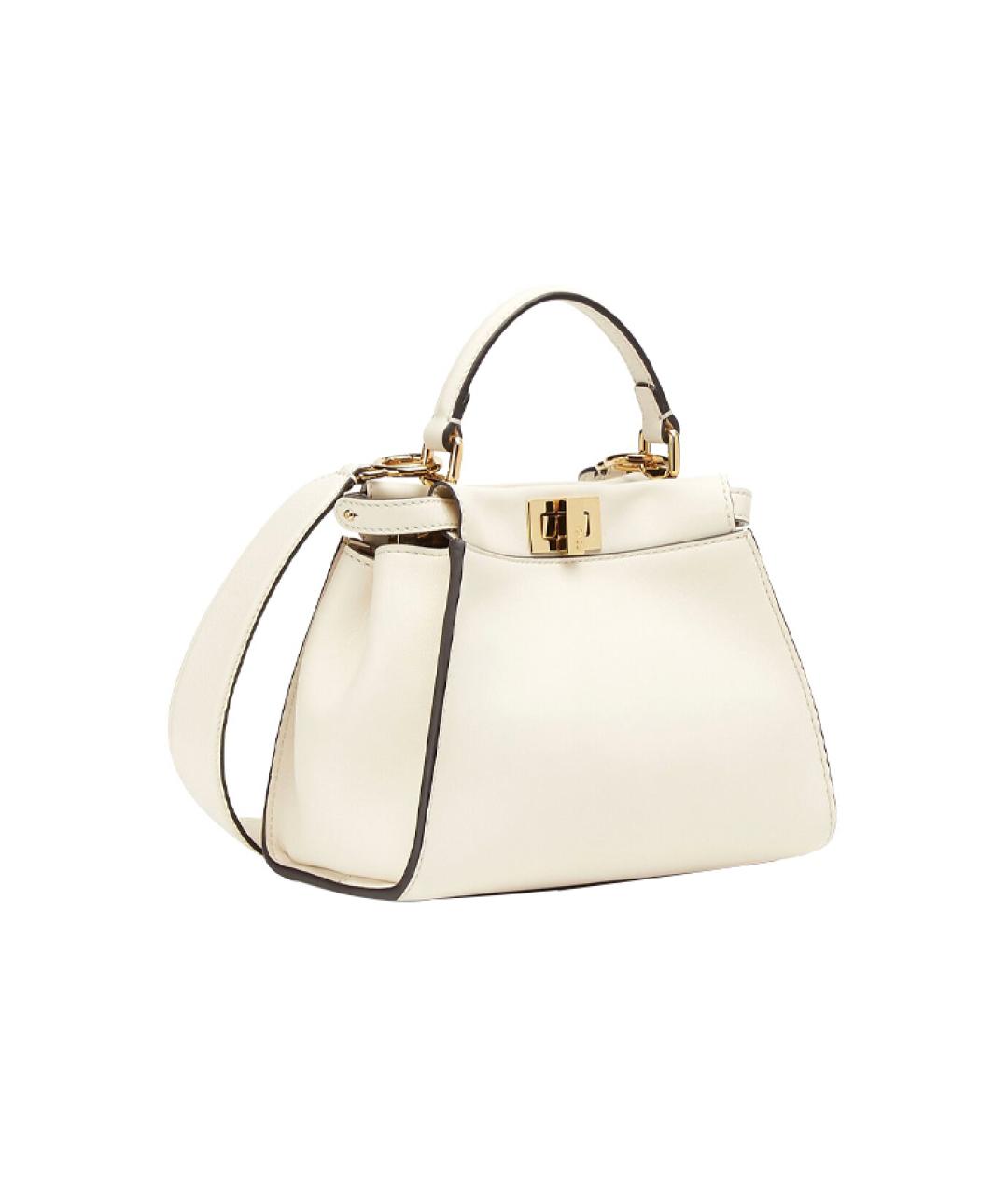 FENDI Белая кожаная сумка через плечо, фото 2