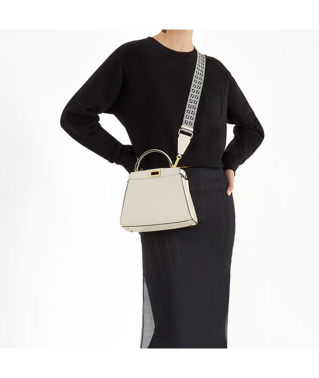 FENDI Белая кожаная сумка через плечо, фото 6