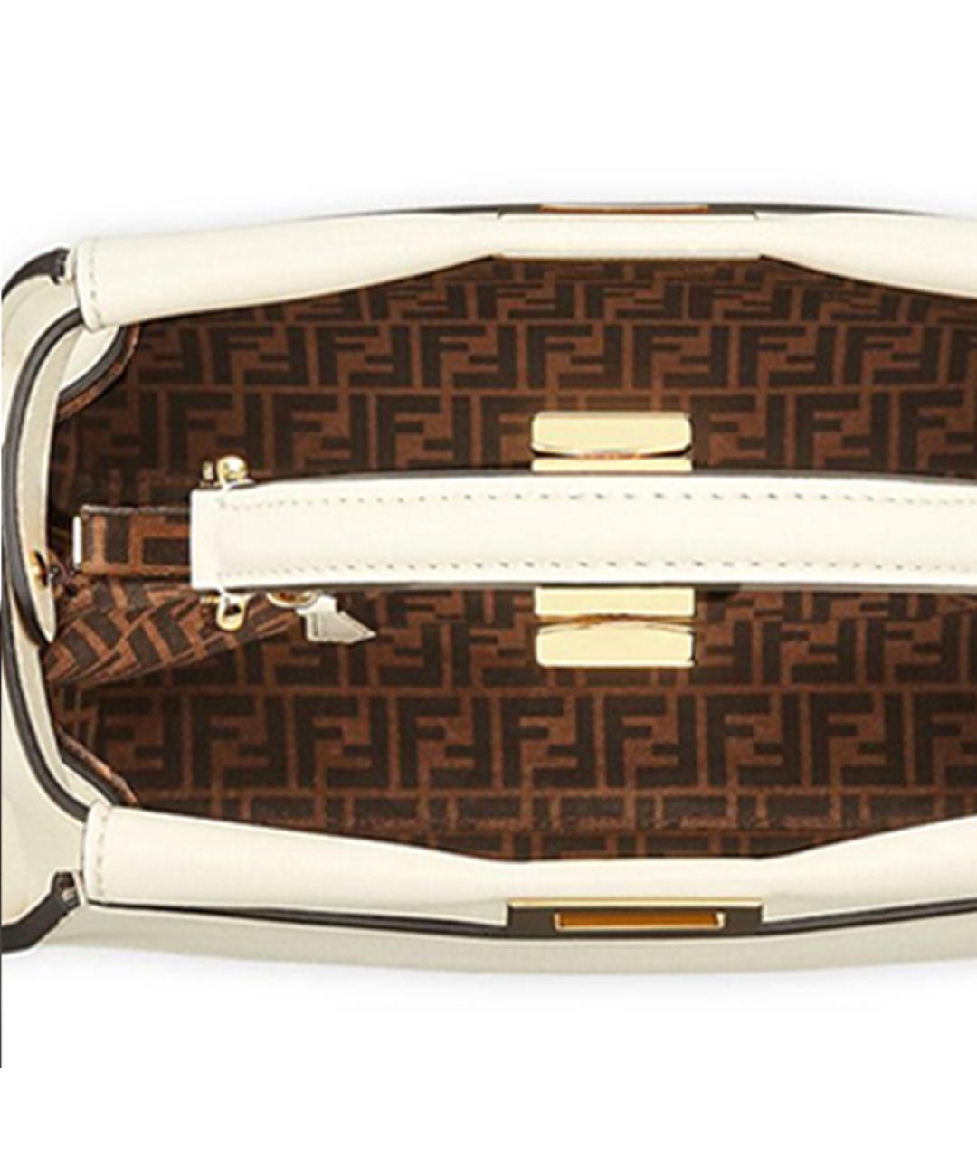 FENDI Белая кожаная сумка через плечо, фото 4