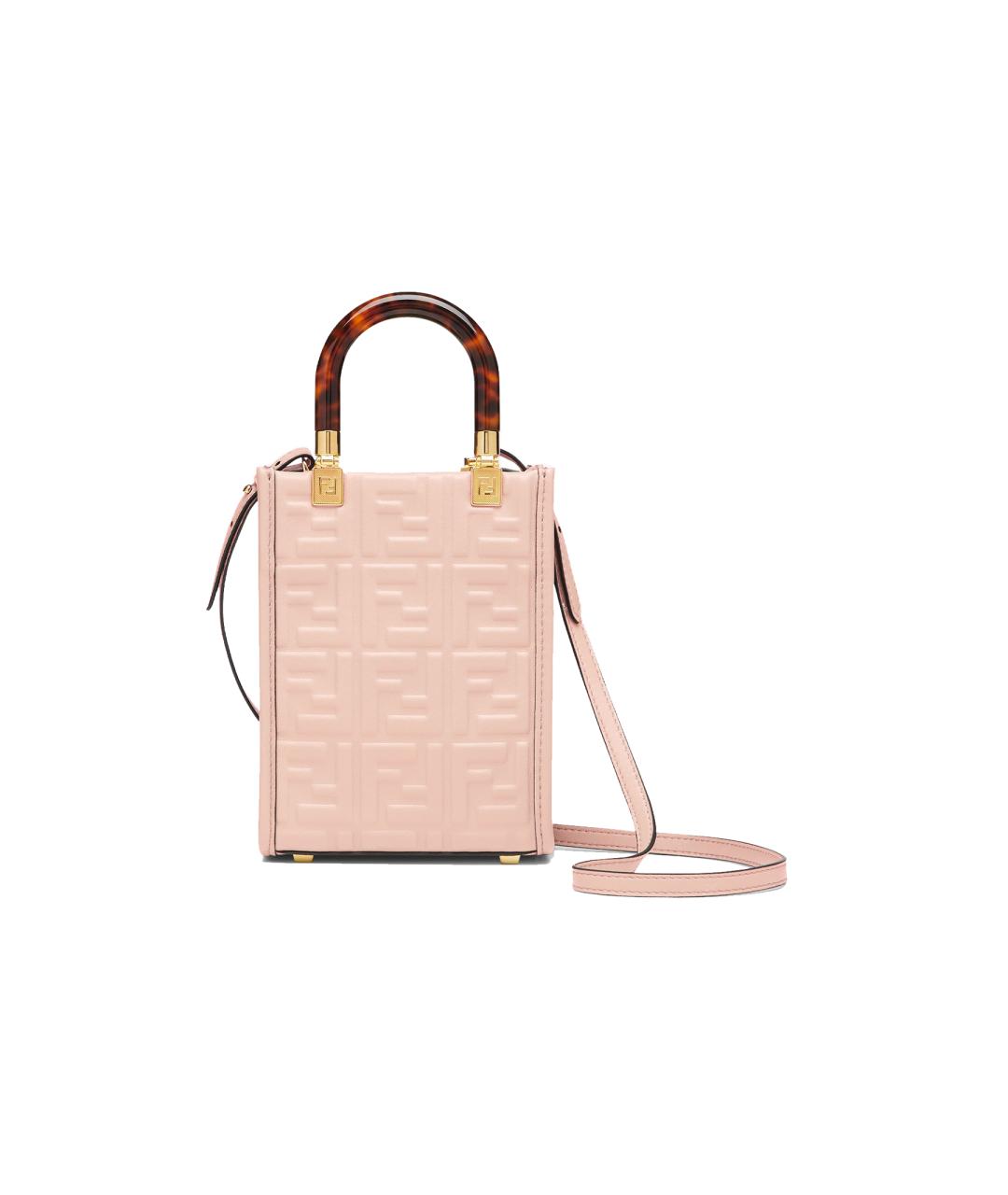 FENDI Розовая кожаная сумка через плечо, фото 3