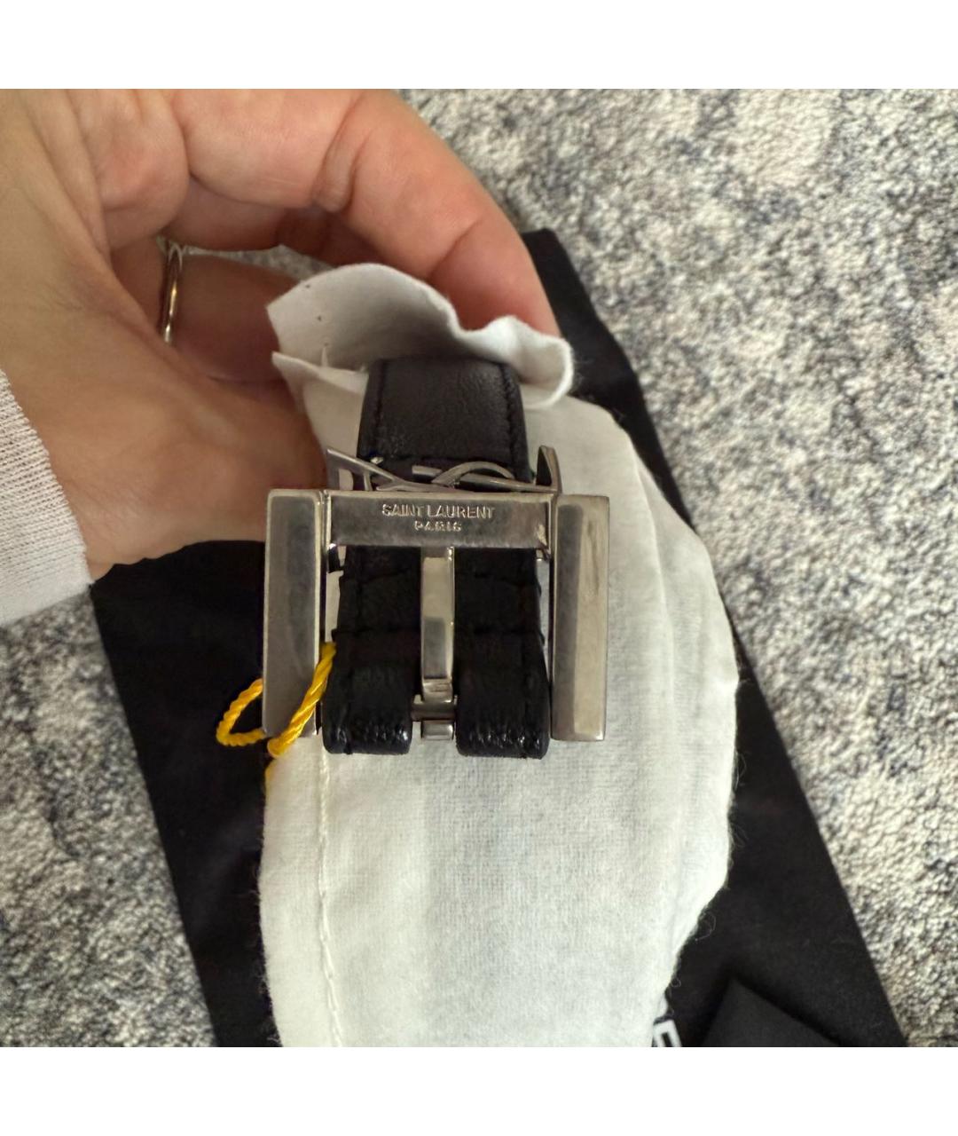 SAINT LAURENT Черный кожаный ремень, фото 2