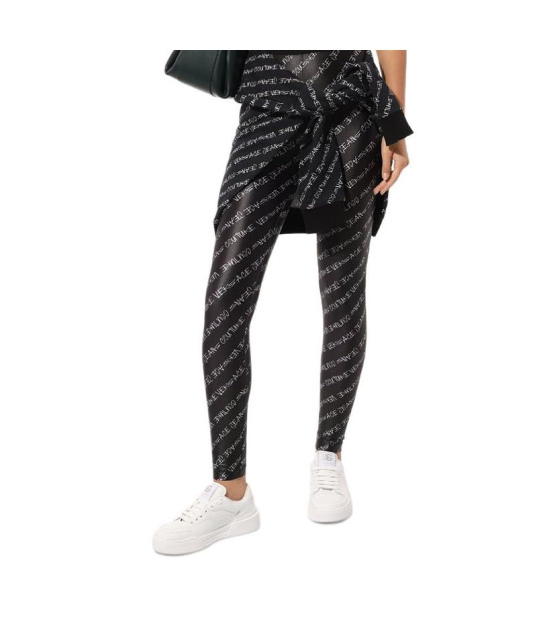 VERSACE JEANS COUTURE Черные полиуретановые леггинсы и велосипедки, фото 4