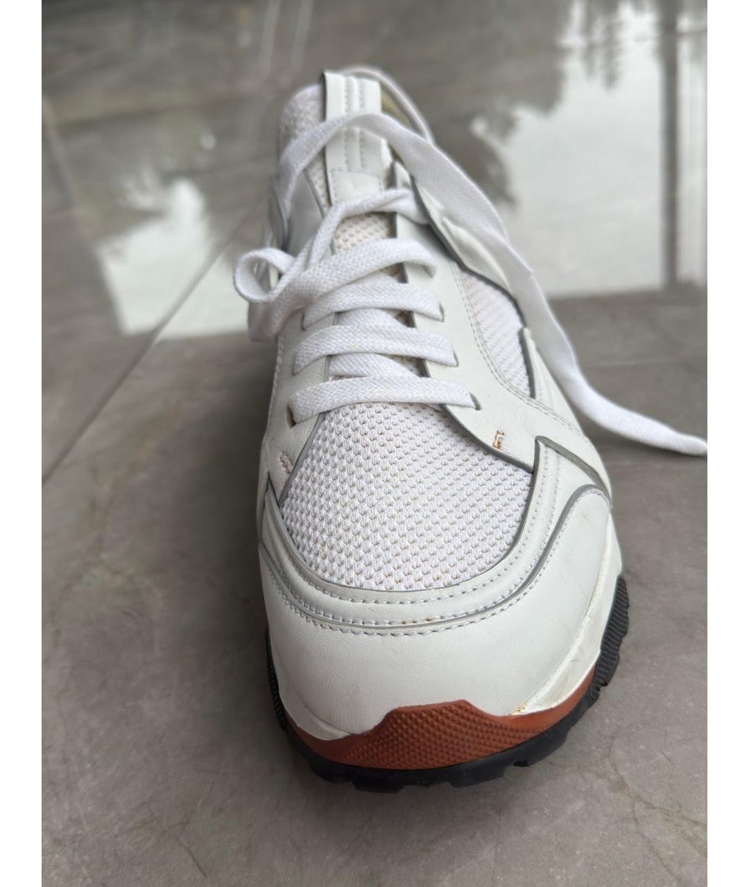 ZEGNA Белые кожаные низкие кроссовки / кеды, фото 3