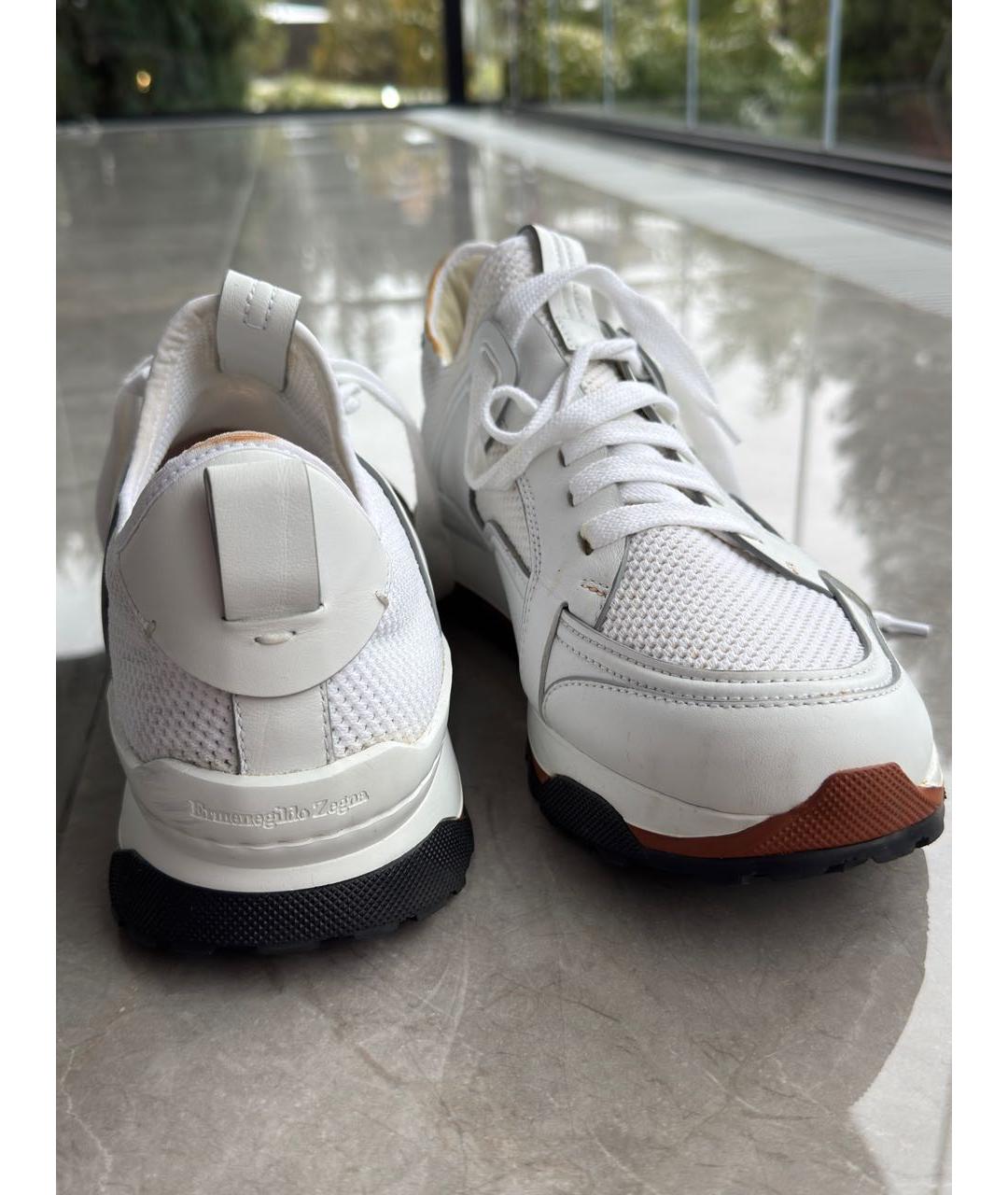 ZEGNA Белые кожаные низкие кроссовки / кеды, фото 7