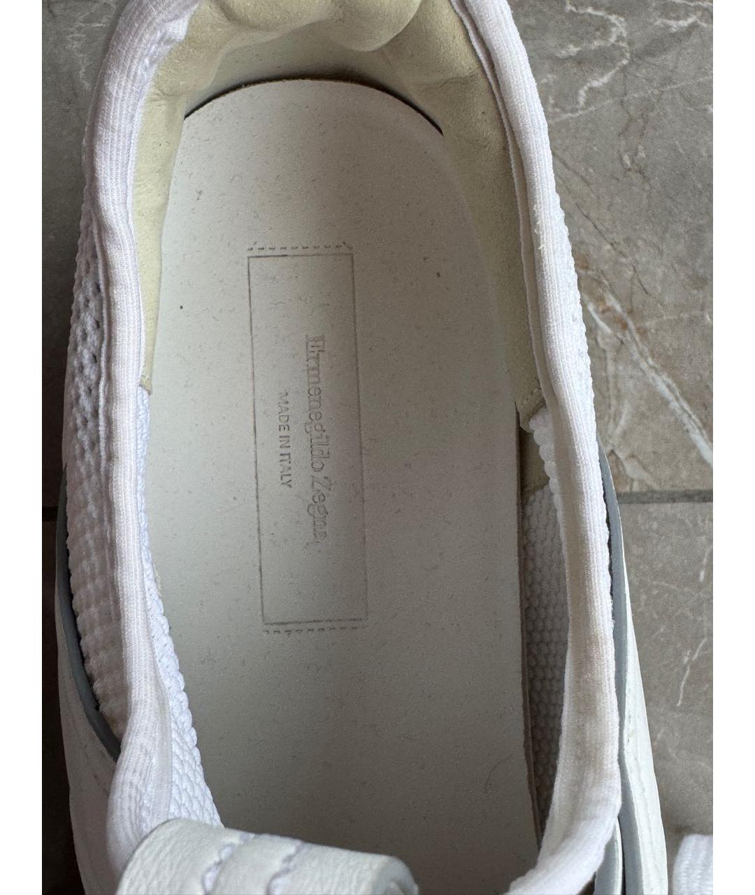 ZEGNA Белые кожаные низкие кроссовки / кеды, фото 5