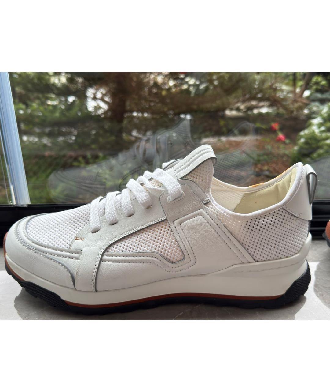 ZEGNA Белые кожаные низкие кроссовки / кеды, фото 8