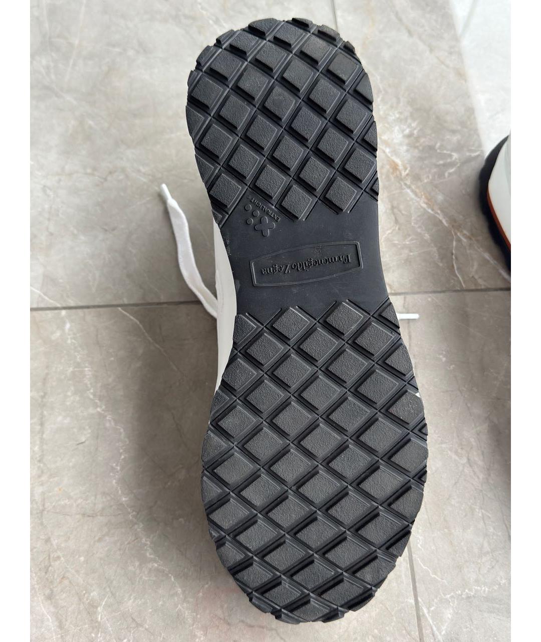 ZEGNA Белые кожаные низкие кроссовки / кеды, фото 4