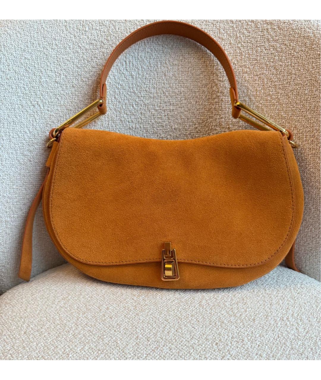 COCCINELLE Горчичная замшевая сумка через плечо, фото 7