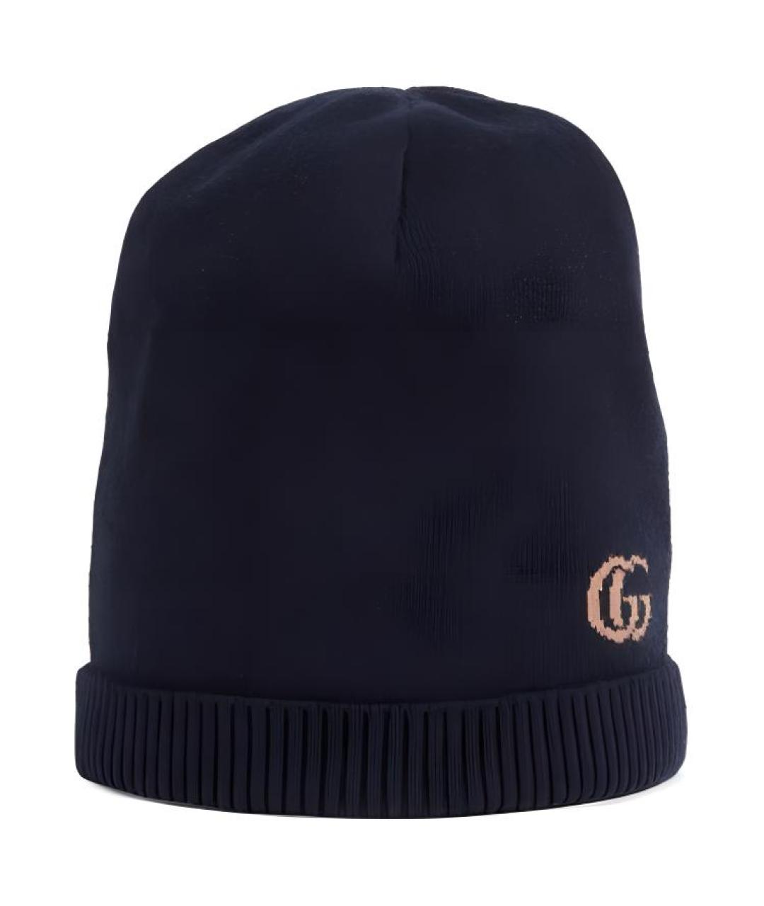 GUCCI Темно-синяя кашемировая шапка, фото 1