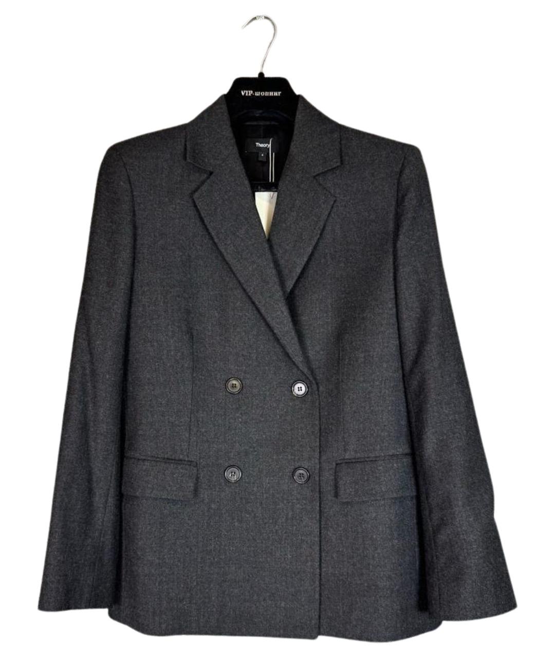THEORY Серый шерстяной жакет/пиджак, фото 10