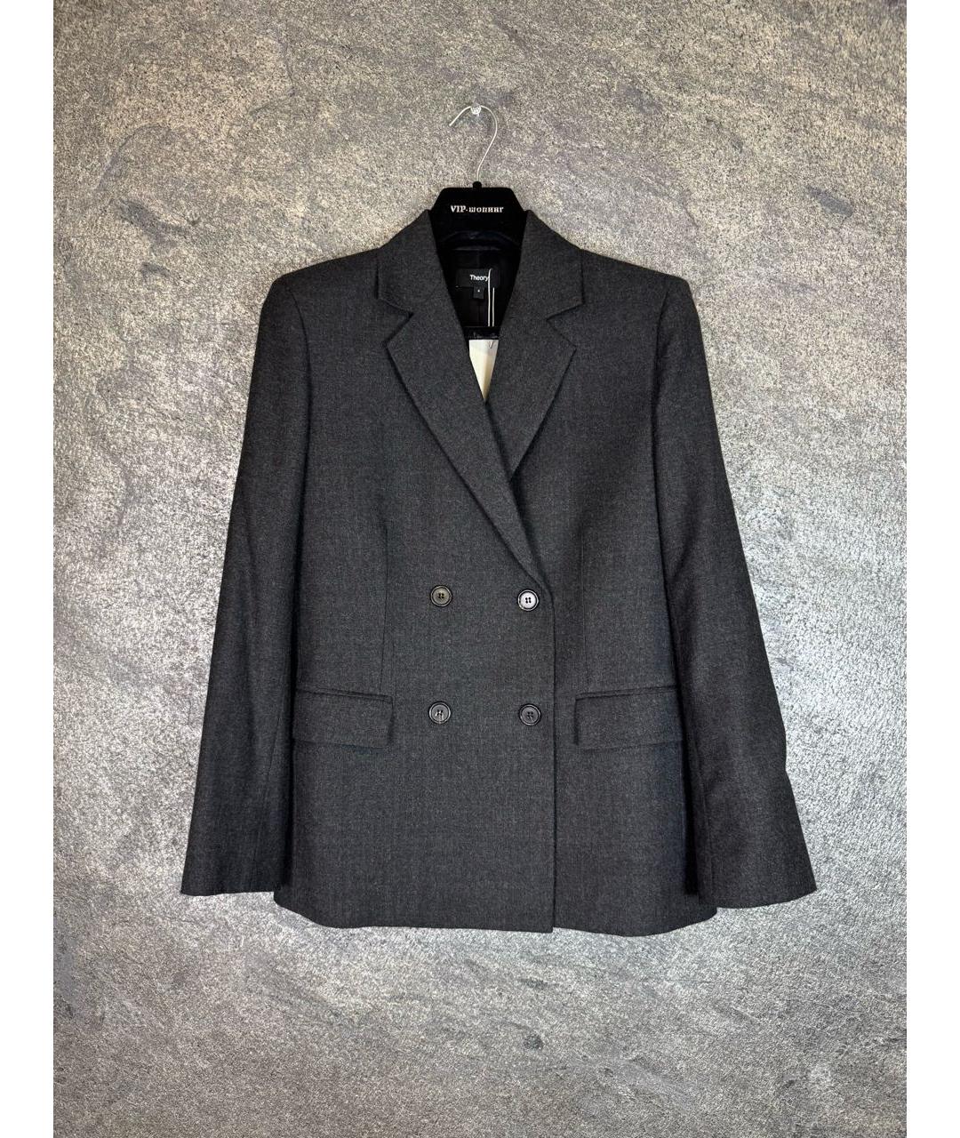 THEORY Серый шерстяной жакет/пиджак, фото 9