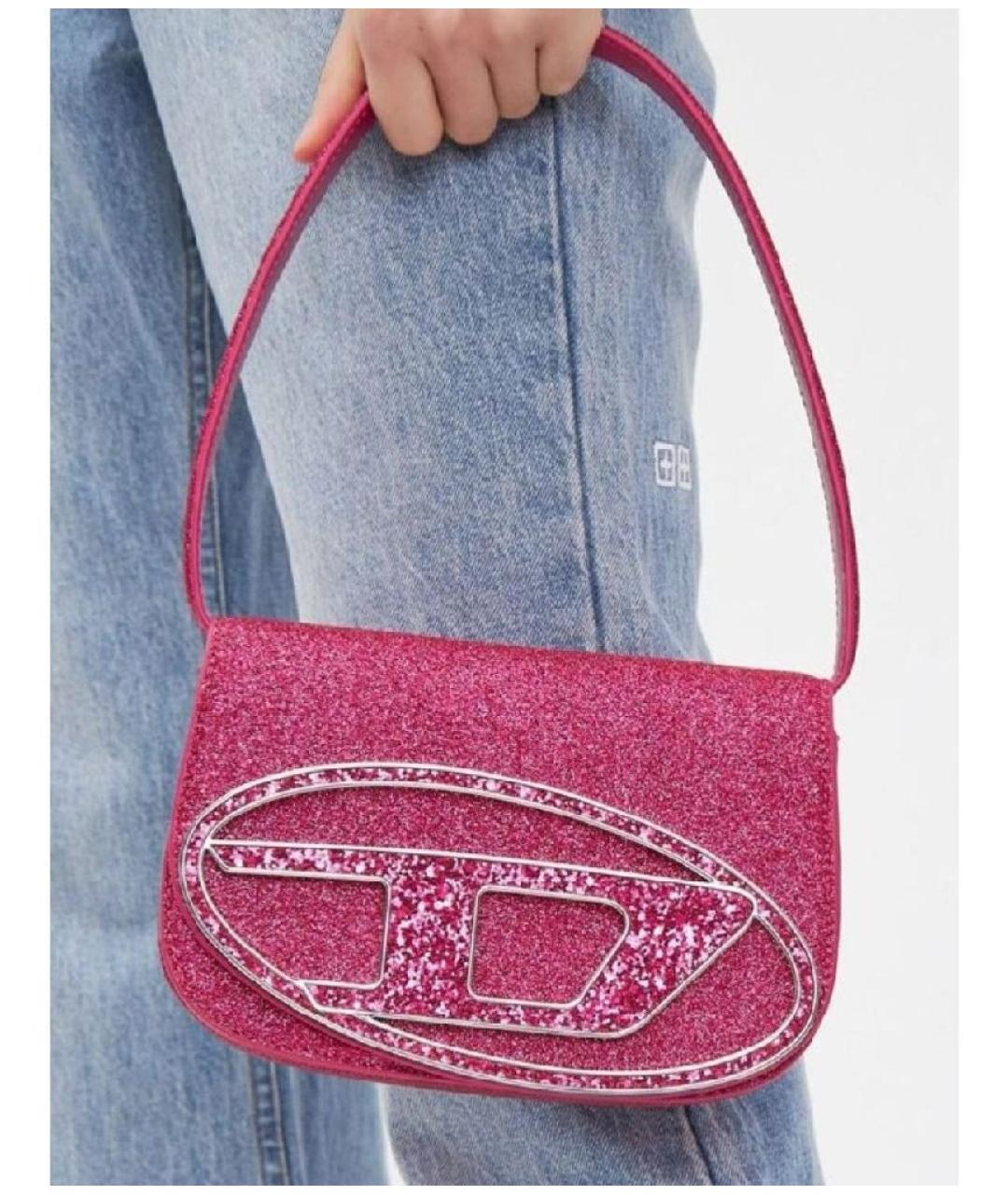 DIESEL Розовая кожаная сумка с короткими ручками, фото 6