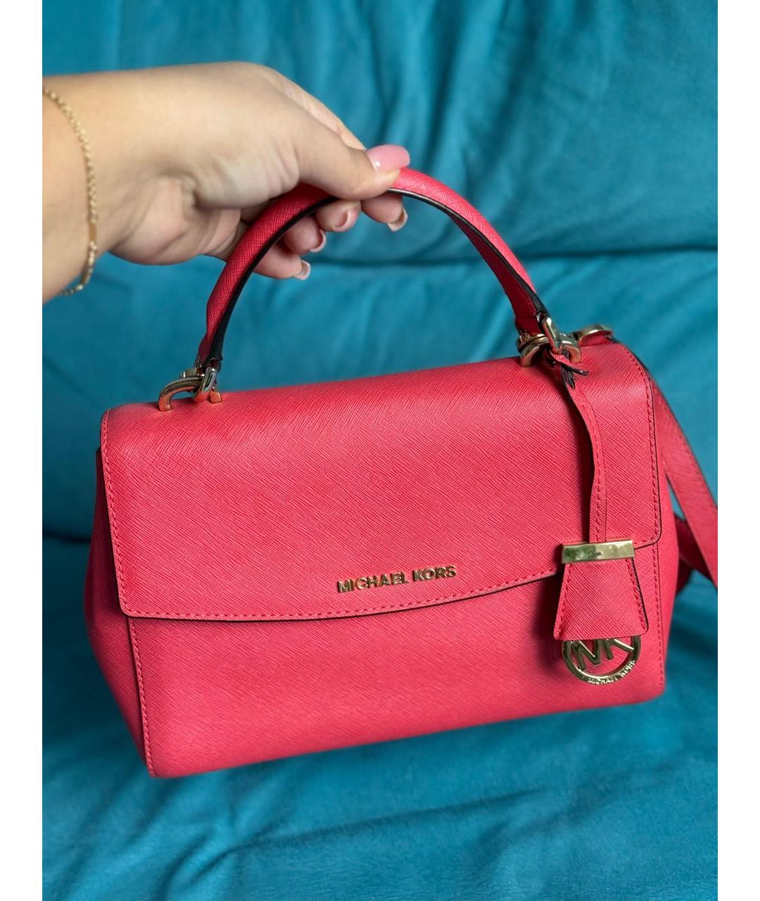 MICHAEL KORS Коралловая кожаная сумка через плечо, фото 2