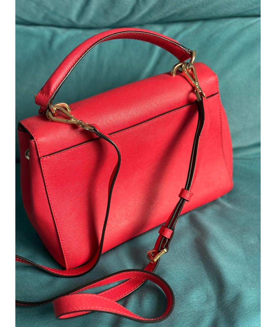 MICHAEL KORS Коралловая кожаная сумка через плечо, фото 5